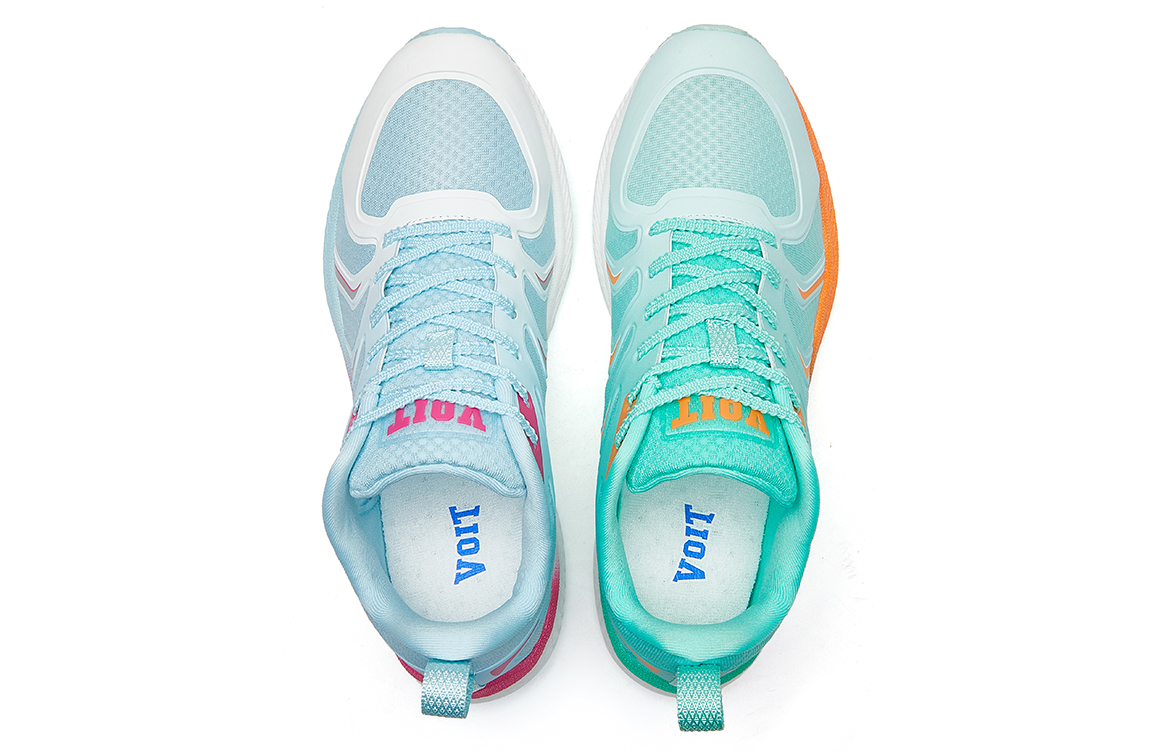 VOIT Running Shoes Unisex Low Top Green Blue Mismatched