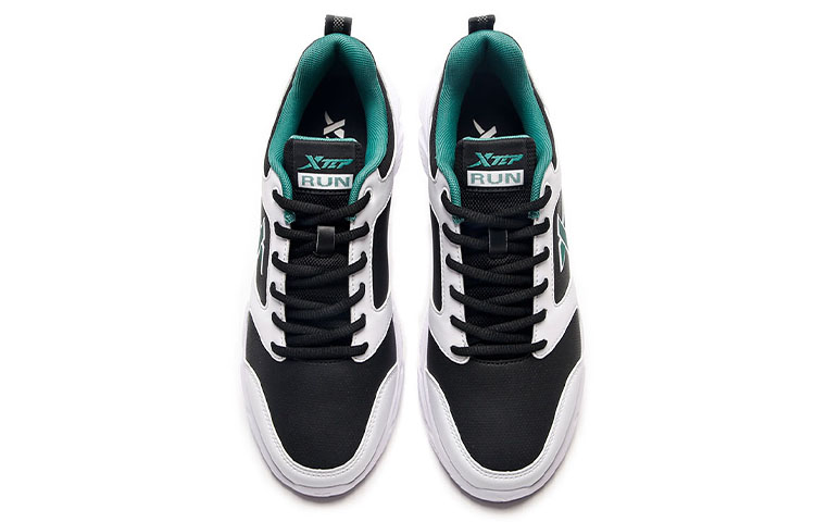 XTEP Cushioning Slip Resistant Abrasion Resistant Low top Running Shoes Men’s Black White Green