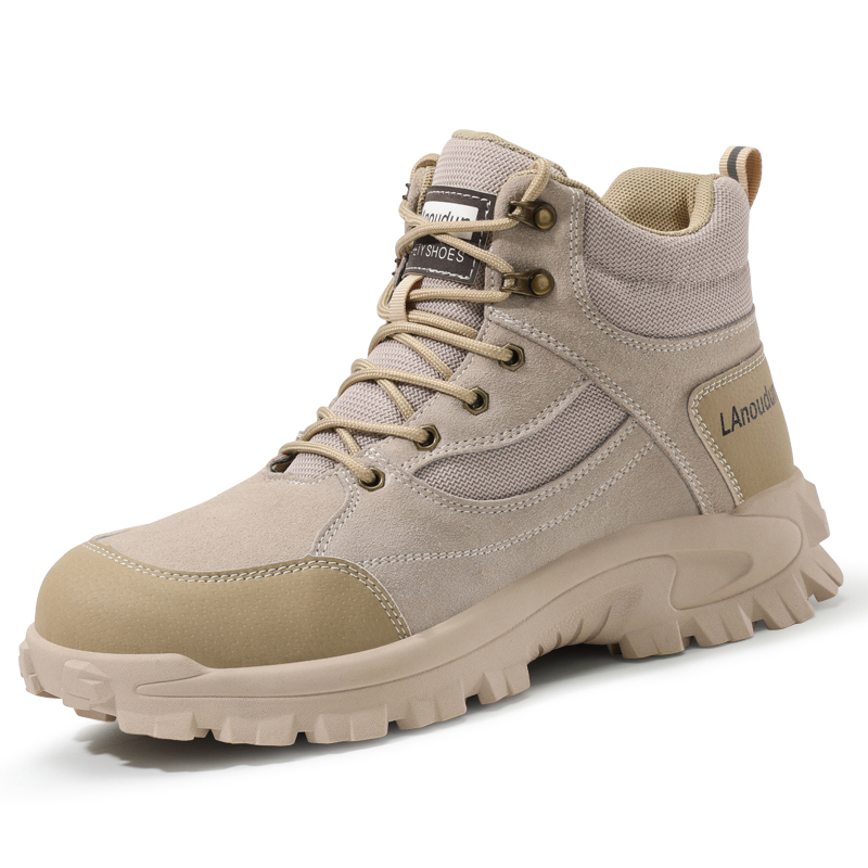 LANOUDUN Abrasion Resistant, Impact Resistant High top Outdoor Shoes Men’s Light Brown