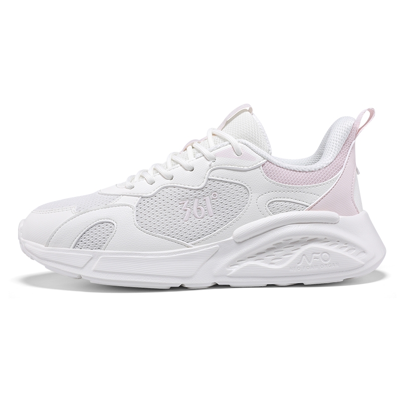 361° Slip Resistant And Breathable Low top Sprint Running Shoes Women’s White Pink