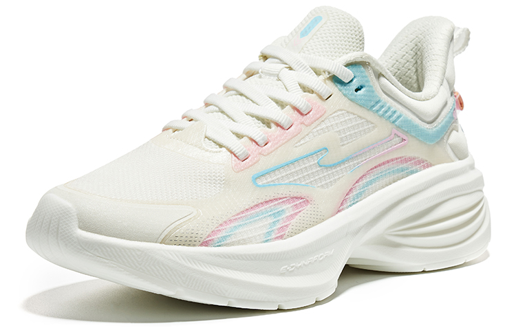Erke Textile, Synthetic Leather Slip Resistant Abrasion Resistant Low top Running Shoes Women’s White Blue