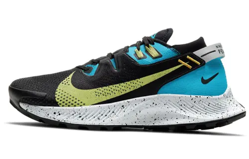 Nike Pegasus Trail 2 casual, comfortable, trendy and fashionable fabric, synthetic leather, shock-absorbing, non-slip, wear-resistant and breathable, low-top cross-country running shoes, women's black, blue and green