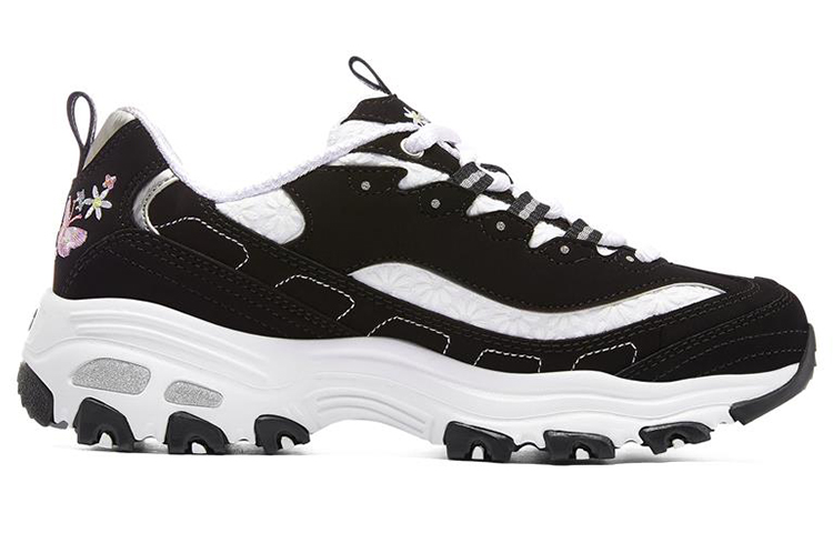 Женские кроссовки Skechers D'Lites 1.0 (черный / белый / серебристый) — Чёрный / белый / серебристый — фото 2