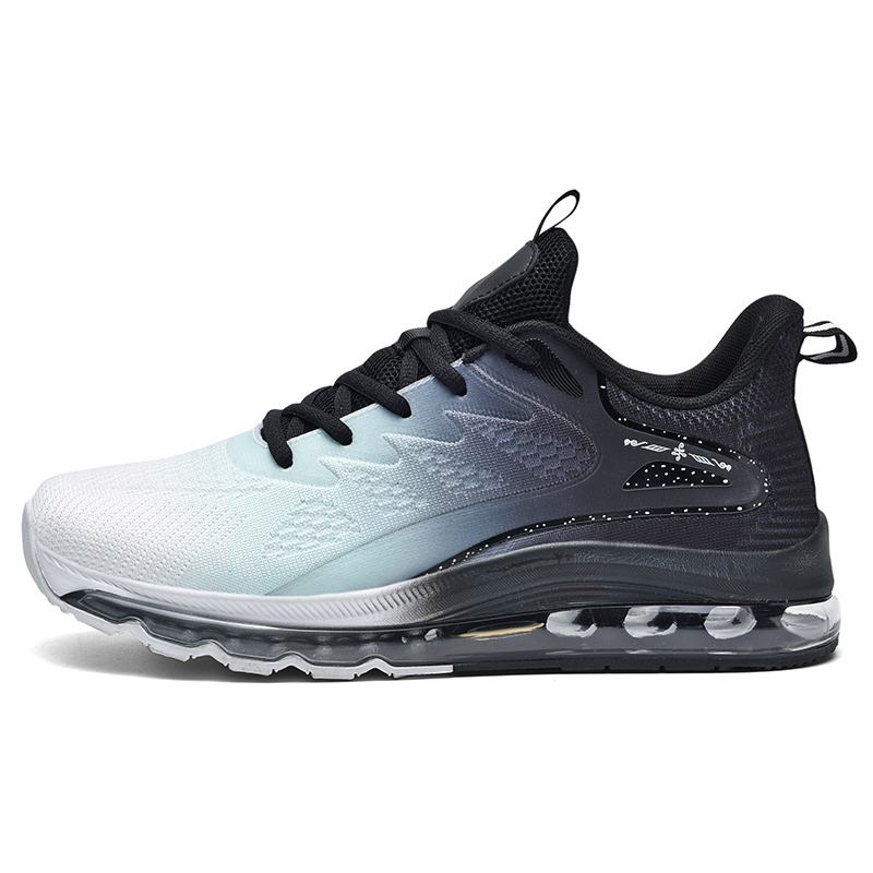 BIANSULONG Cushioning Slip Resistant Abrasion Resistant Low top Air Cushion Casual Running Shoes Men’s White Black