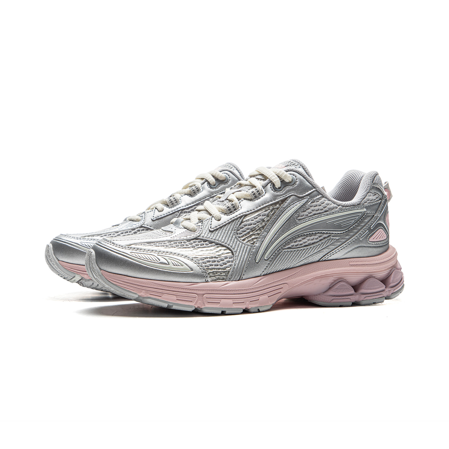 Li Ning Fuyao 2.0 Fabric Slip Resistant Abrasion Resistant Support Low top Running Shoes Women’s Silver Pink