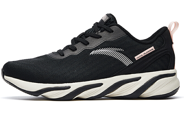 Anta 2020 Running Collection Rebound Cushioning Lightweight Breathable Low top Running Shoes Women’s Black White
