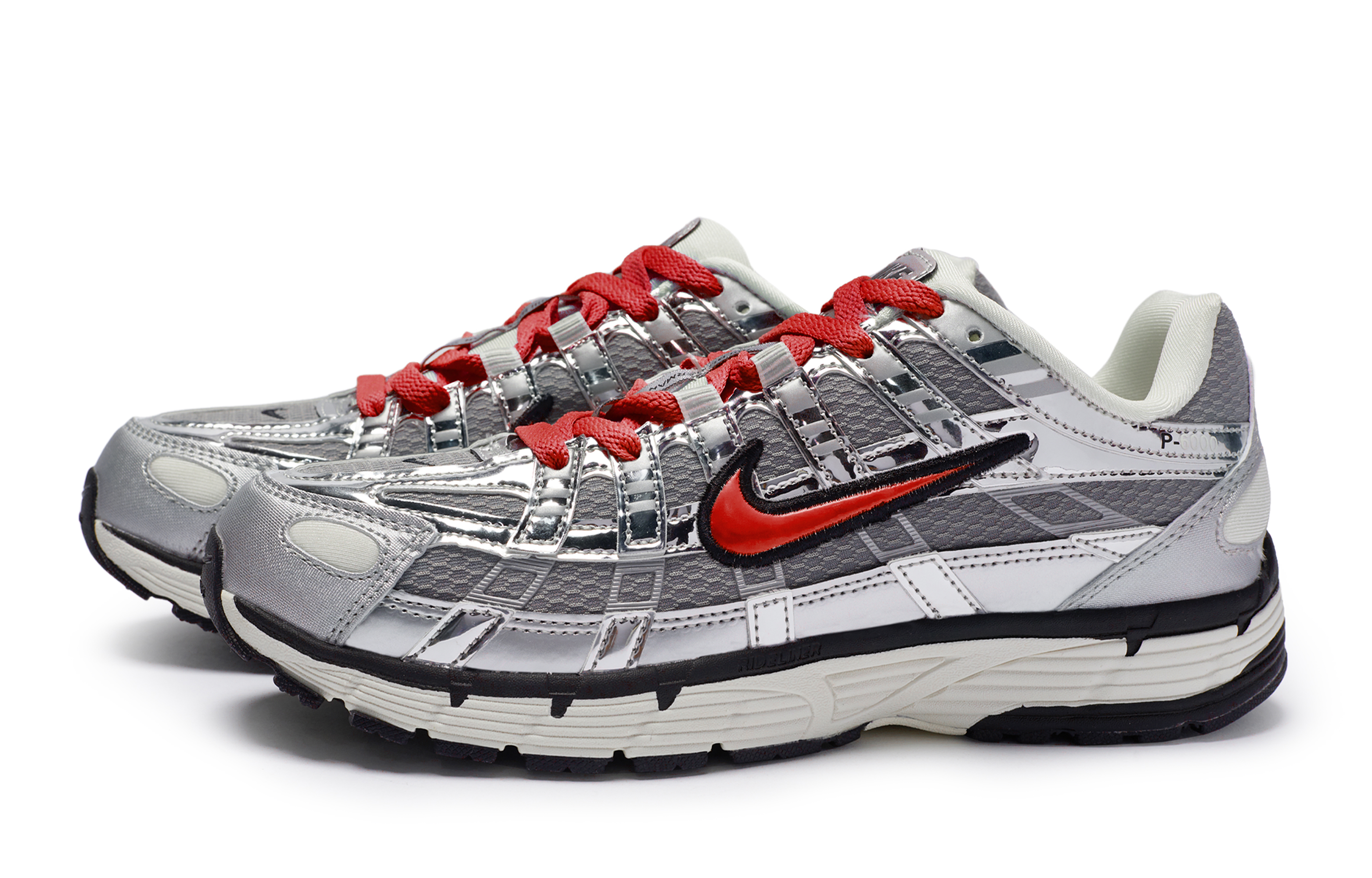 Nike P 6000 Abrasion Resistant Breathable Abrasion Resistant Breathable Low top Running Shoes Unisex Silver Gray Red