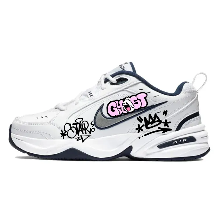 Nike Air Monarch 4 Slip Resistant, Abrasion Resistant, Height Increasing Low top Chunky Sneakers Unisex White