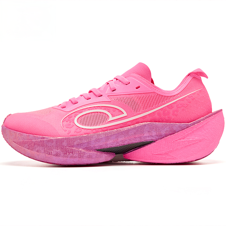 QIAODAN Breathable And Lightweight Low top Carbon Plate Marathon Training Race Running Shoes Men's Pink