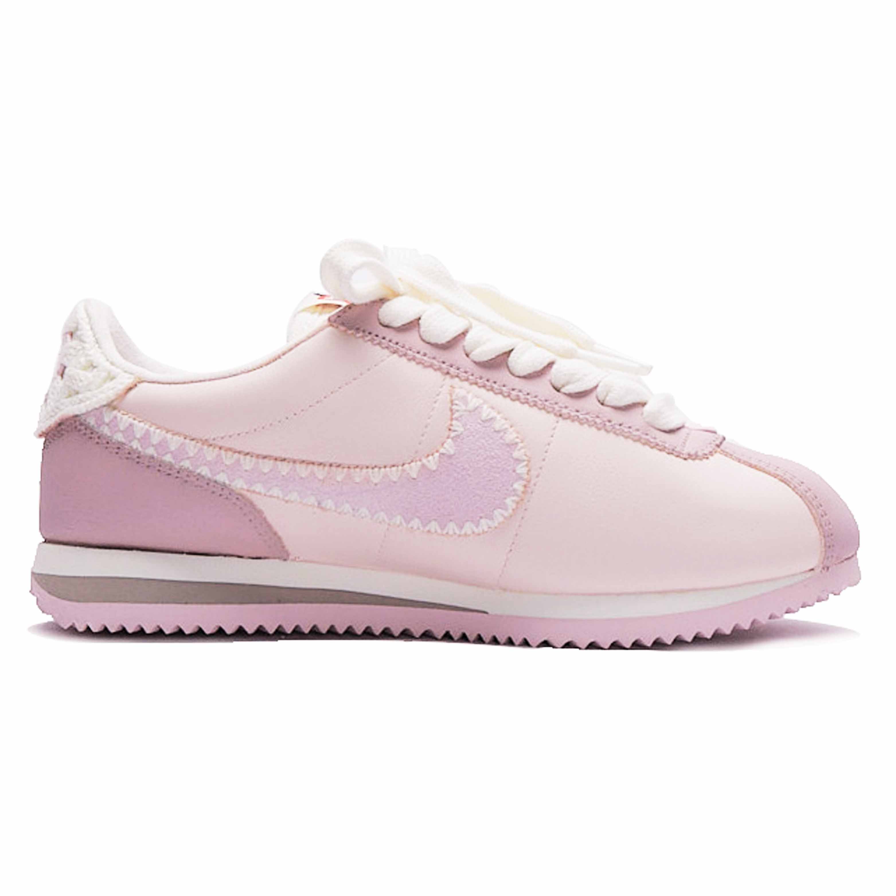 Nike Cortez Leather Slip Resistant Abrasion Resistant Low top Casual Running Shoes Women’s White Pink