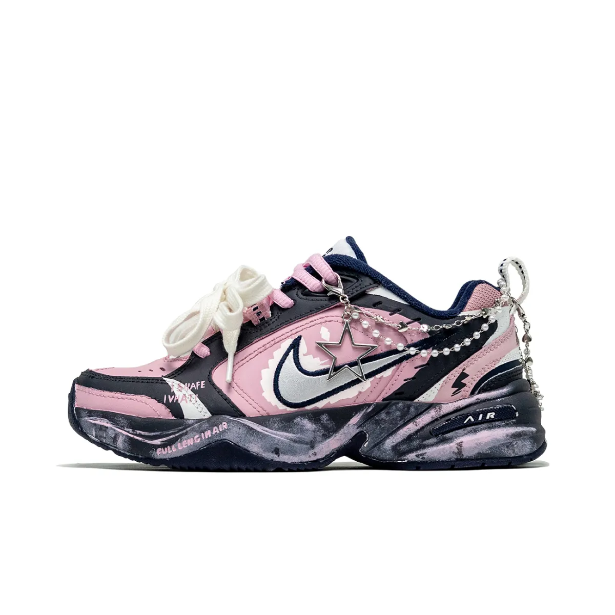 Nike Air Monarch 4 P.M.S Enchanting Villain Slip Resistant Slip Resistant Low top Chunky Sneakers Unisex Pink Black