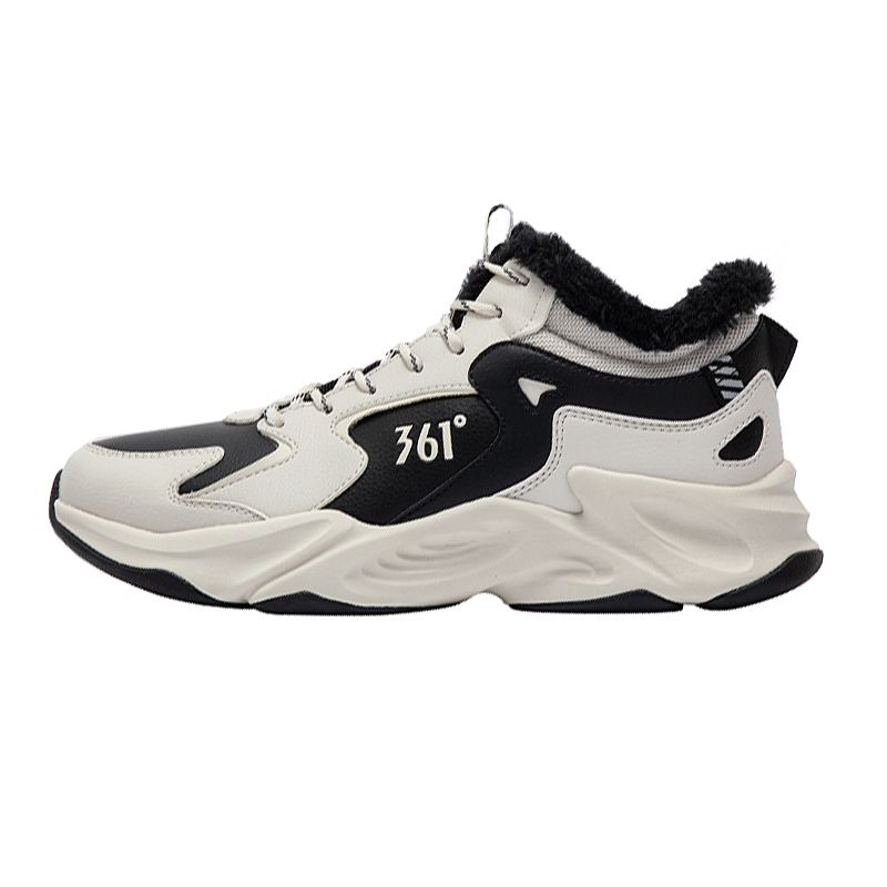 361° Fashion Leather, Fleece Lined Waterproof Lightweight Thermal Low top Running Shoes Men’s White Black