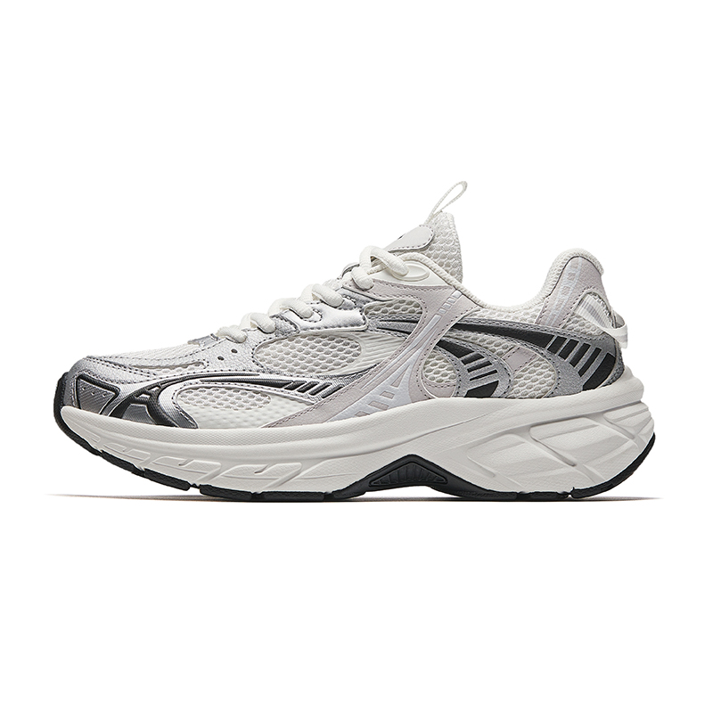 Anta AT2002 Retro Sports Textile, TPU, Synthetic Leather Low top Running Shoes Women’s White Silver