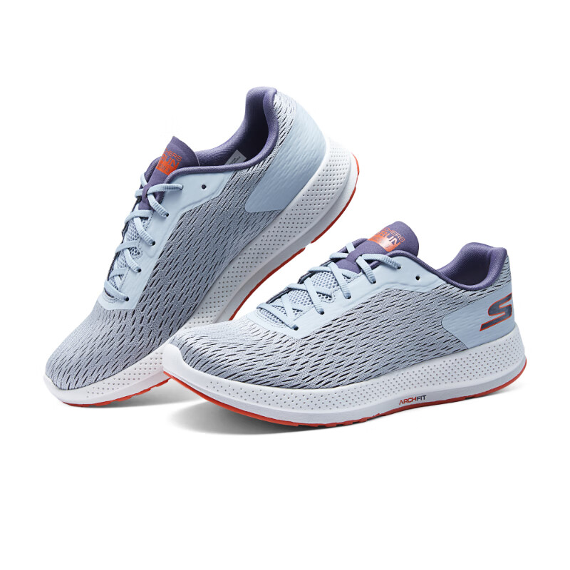 Skechers Comfortable Cushioning Abrasion Resistant Cushioning, Wear Resistant Low top Running Shoes Men’s Gray Orange