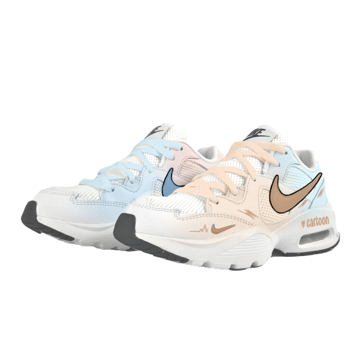 Nike Air Max Fusion Abrasion Resistant Slip Resistant Low top Air Cushion Running Shoes Women’s Yellow Brown Blue