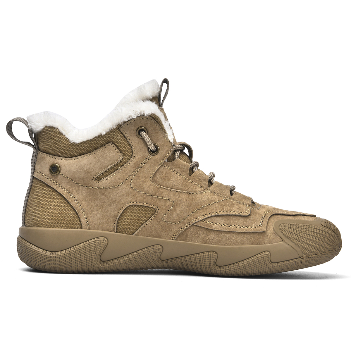 Jeep Hiking, Casual Versatile, Fleece Lined, Sports Abrasion Resistant Thermal Mid top Outdoor Shoes Men’s Khaki