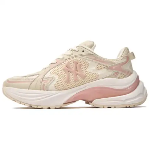 MLB New York Yankees Slip Resistant Abrasion Resistant Low top Casual Running Shoes Unisex Beige Pink