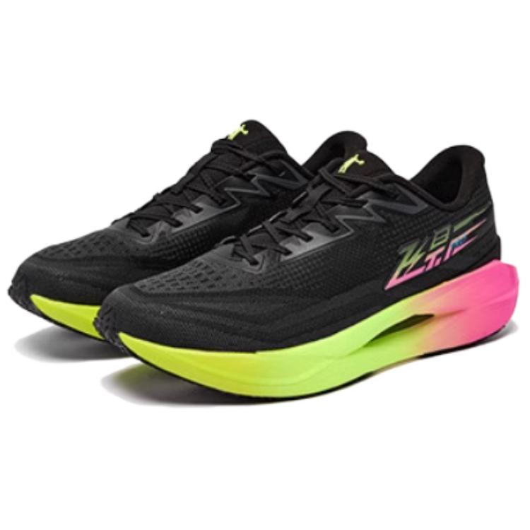 QIAODAN Flying Shadow PRO Slip Resistant Abrasion Resistant Low top Carbon Plate Running Shoes Men’s Black Green Pink