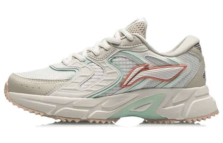 Li Ning Cushioning Slip Resistant Abrasion Resistant Low top Running Shoes Women's Mist White