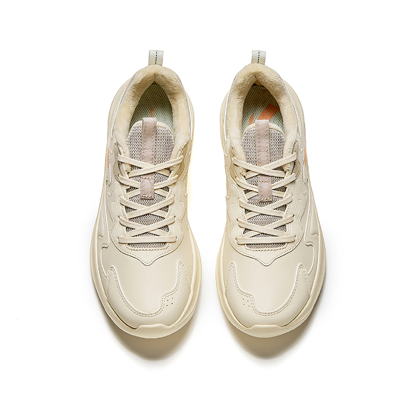 Anta Wander Winter Leather Upper Fleece Lined Comfortable Thermal Waterproof Slip Resistant Low top Running Shoes