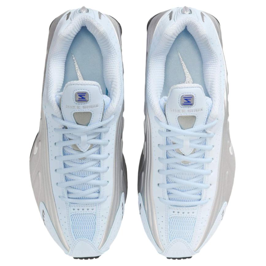 Nike Shox R4 Slip Resistant Abrasion Resistant Low top Casual Running Shoes Women’s Silver Blue