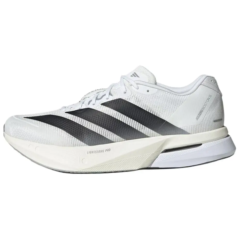 Adidas Adizero Boston 13 PU, Textile Low top Marathon Training Running Shoes Men's White Black