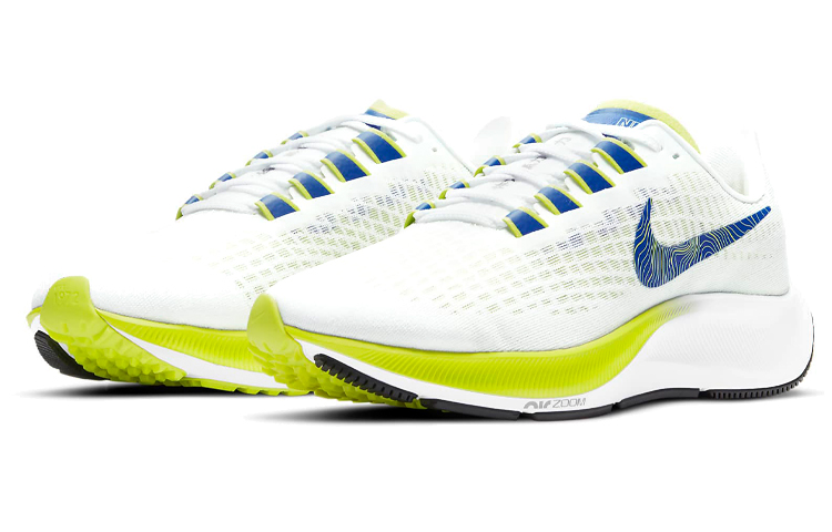 Женские кроссовки Nike Pegasus 37 (белый / синий / зеленый) — Белый / синий / зелёный — фото 3
