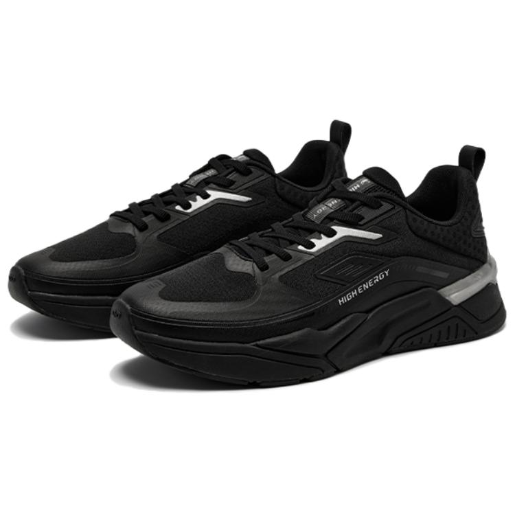 QIAODAN Cushioning Lightweight Cushioning Lightweight Low top Casual Training Running Shoes Men’s Black Silver