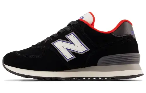 New Balance 574 Black White Varsity Red Women's
