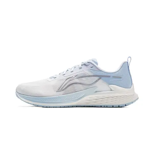 LiNing Breathable And Lightweight Low Top Physical Fitness Test, Physical Exam, Racing Running Shoes Women's White Blue