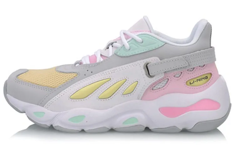 Li Ning Butterfly Chunky Sneakers Women's Low Top Microcrystalline Gray/Cherry Blossom Pink