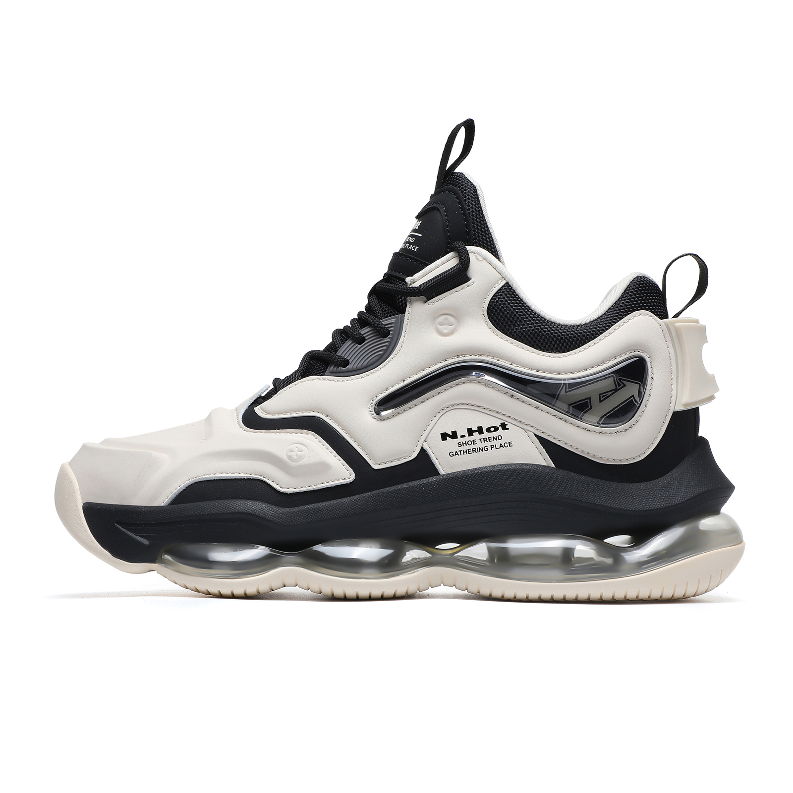 N·HOT Synthetic Leather Slip Resistant Height Increasing Mid top Air Cushion Running Shoes Men’s
