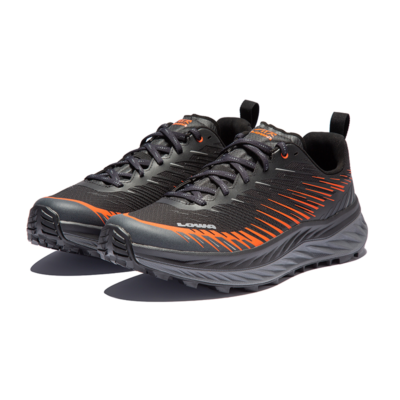 Lowa Cushioning Slip Resistant Abrasion Resistant Waterproof And Breathable Low top Running Shoes Men’s Black Orange