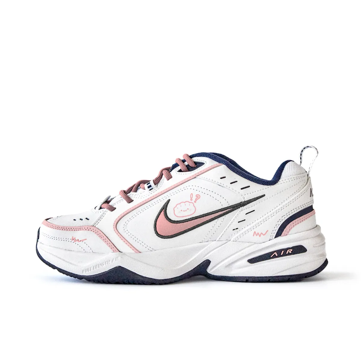 Nike Air Monarch 4 Slip Resistant Abrasion Resistant Low top Chunky Sneakers Unisex White Pink