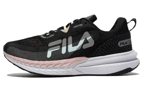 FILA Racer Comfortable Abrasion Resistant Low top Running Shoes Unisex Black White Korean Style