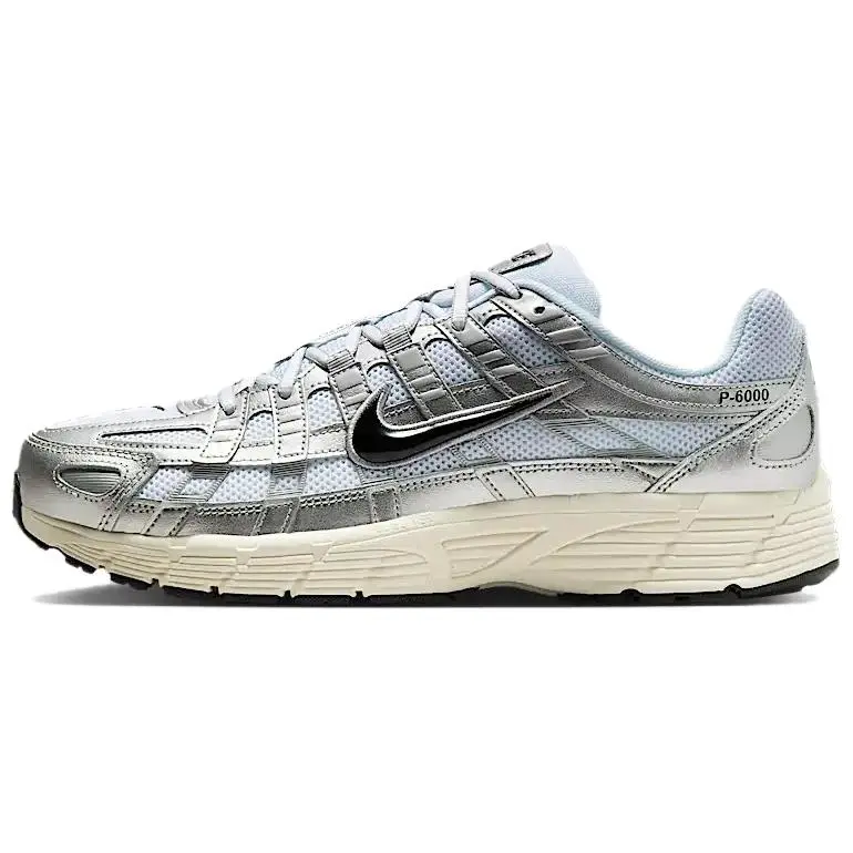 Nike P-6000 Comfortable And Lightweight Cushioning Breathable Low-top Casual Running Shoes Unisex Silver