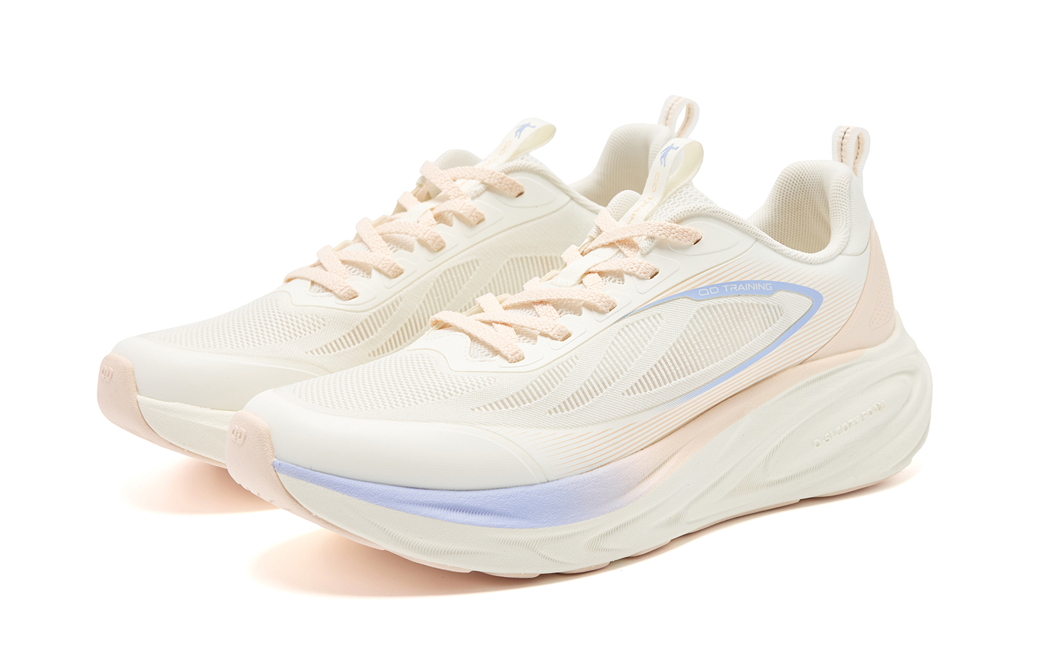 QIAODAN Cushioning Slip Resistant Abrasion Resistant Low top Casual Running Shoes Women’s Beige Pink