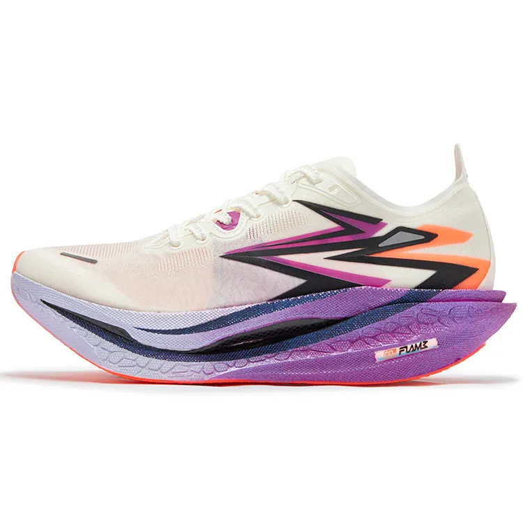 361° Flame 4 Low top Carbon Plate Marathon Training Running Shoes Unisex White Purple