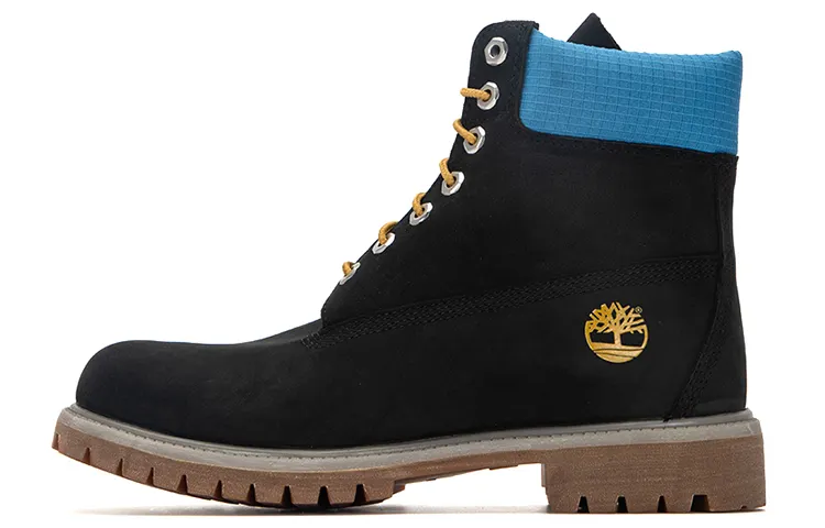Timberland Premium 6 Inch Waterproof Boots 'Black Nubuck With Blue'