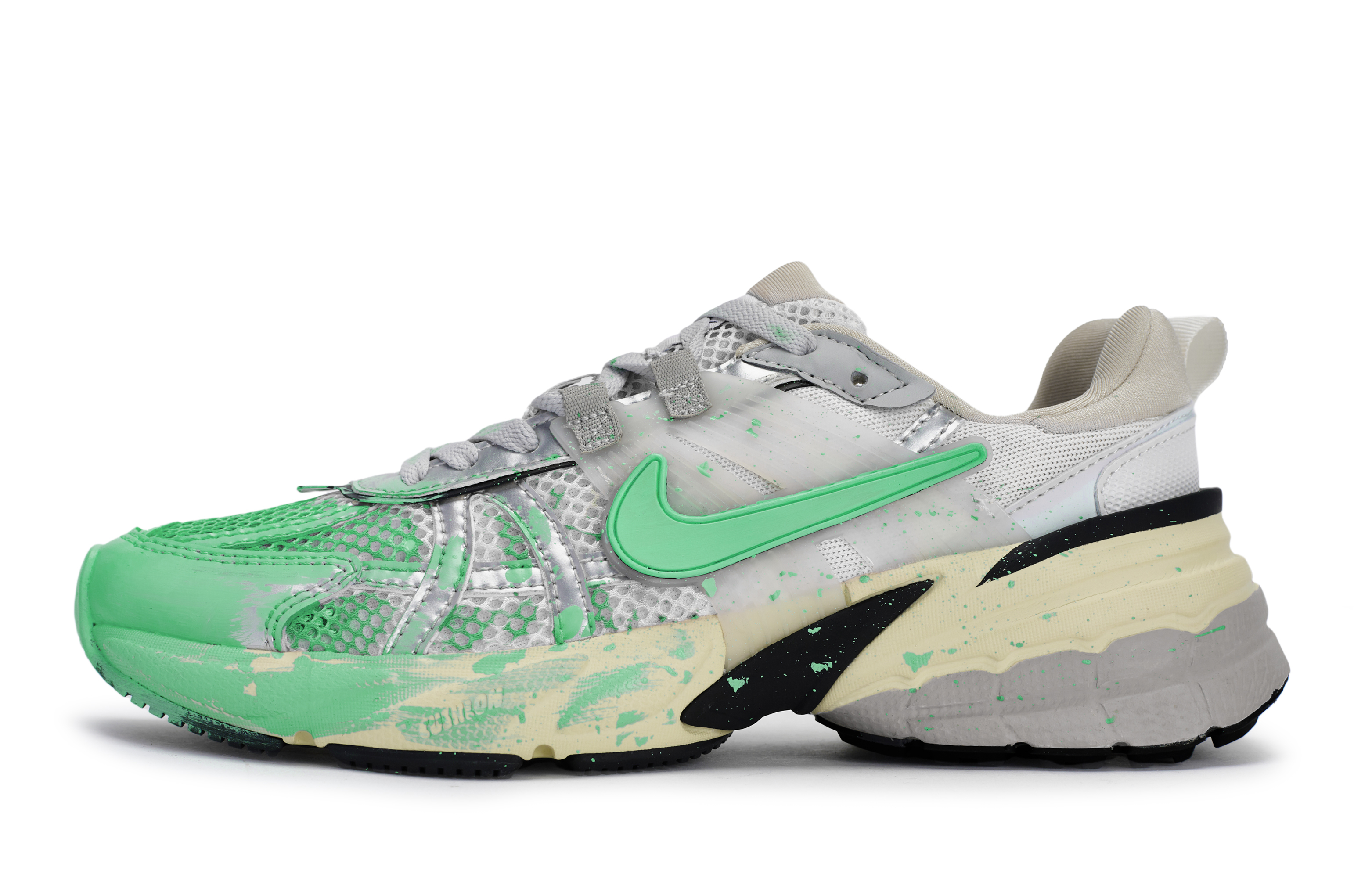 Nike V2K Run Slip Resistant Abrasion Resistant Low top Running Shoes Women’s Silver Green