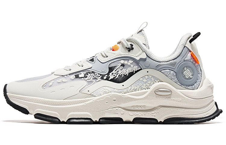 Erke Slip Resistant Abrasion Resistant Low top Running Shoes Men’s White Gray