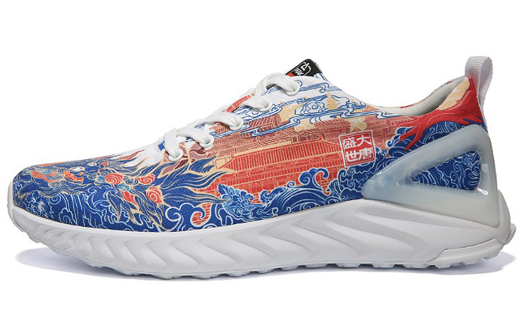 PEAK Fabric Cushioning Rebound Breathable Low top Running Shoes Men’s Blue Orange