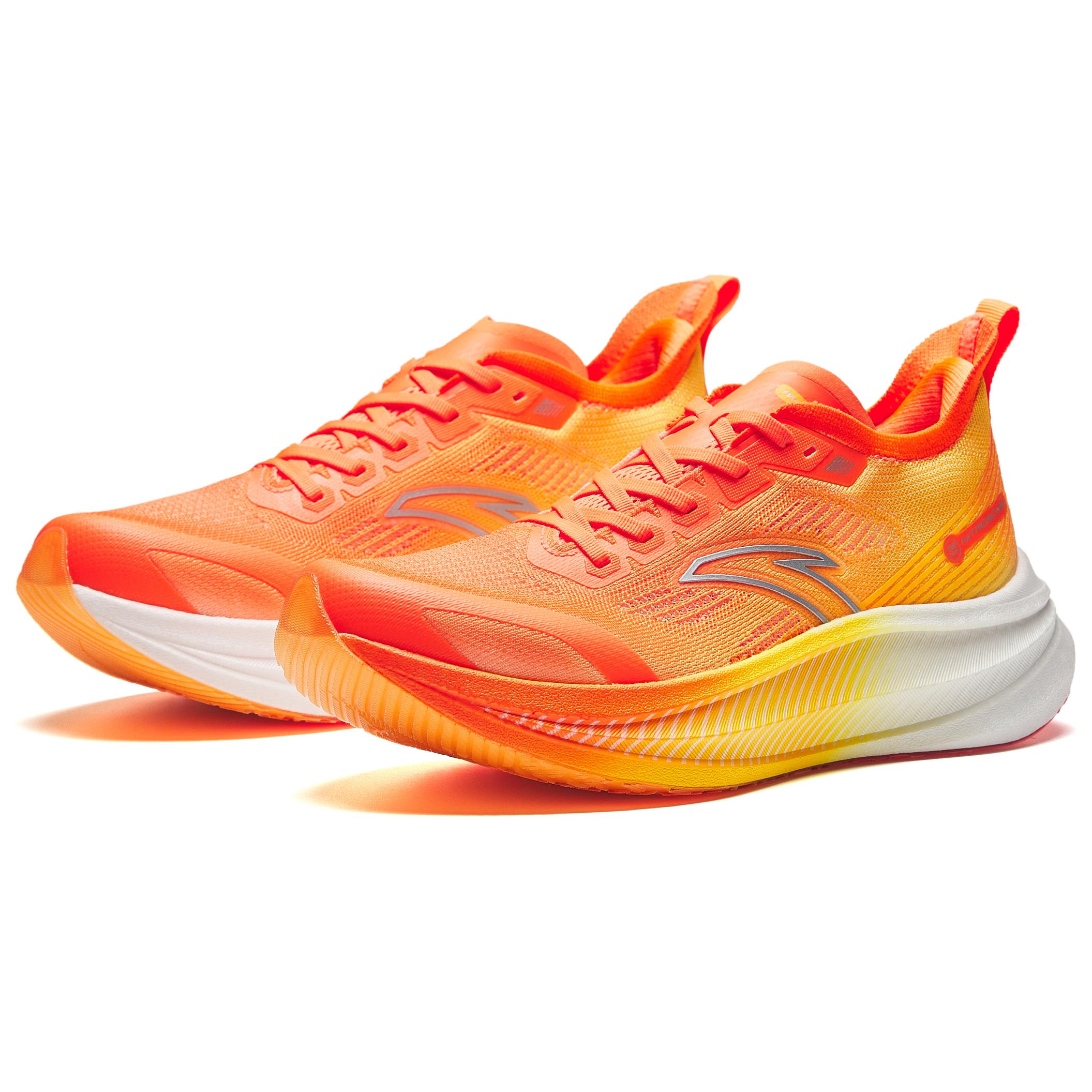 Anta Fabric Cushioning Abrasion Resistant Breathable Low top Full Length Carbon Plate Running Shoes Men’s Yellow Orange