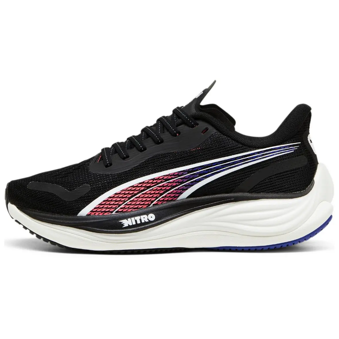 PUMA Velocity Nitro 3 Slip Resistant Abrasion Resistant Low top Running Shoes Women's Black Red Blue