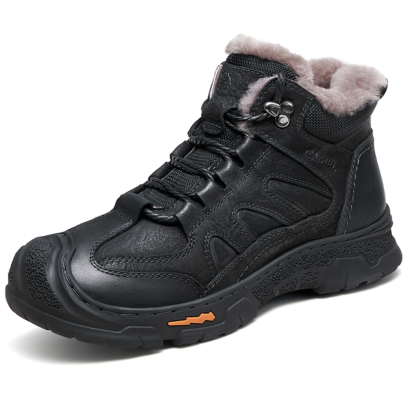 CAMEL Wool Fleece Lined Thermal, Mountaineering Hiking High top Outdoor Shoes Men’s