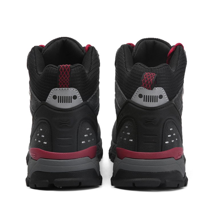 Jeep Cow Leather, Textile Cushioning Abrasion Resistant Lightweight Mid top Outdoor Shoes Men’s Gray Red