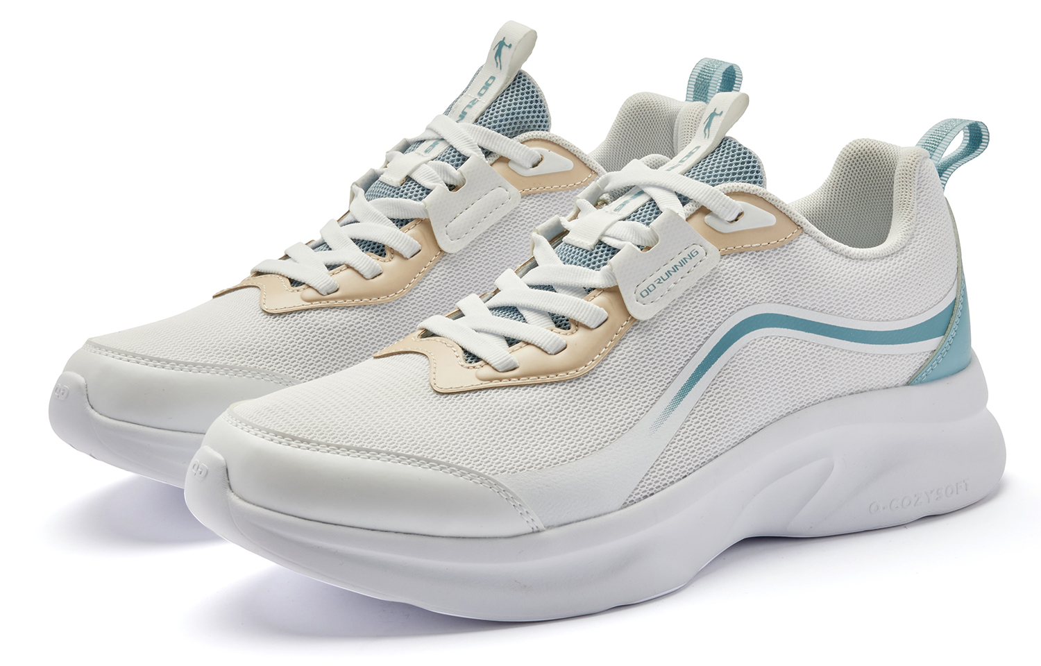 QIAODAN Cushioning Slip Resistant Abrasion Resistant Low top Running Shoes Men’s White Blue