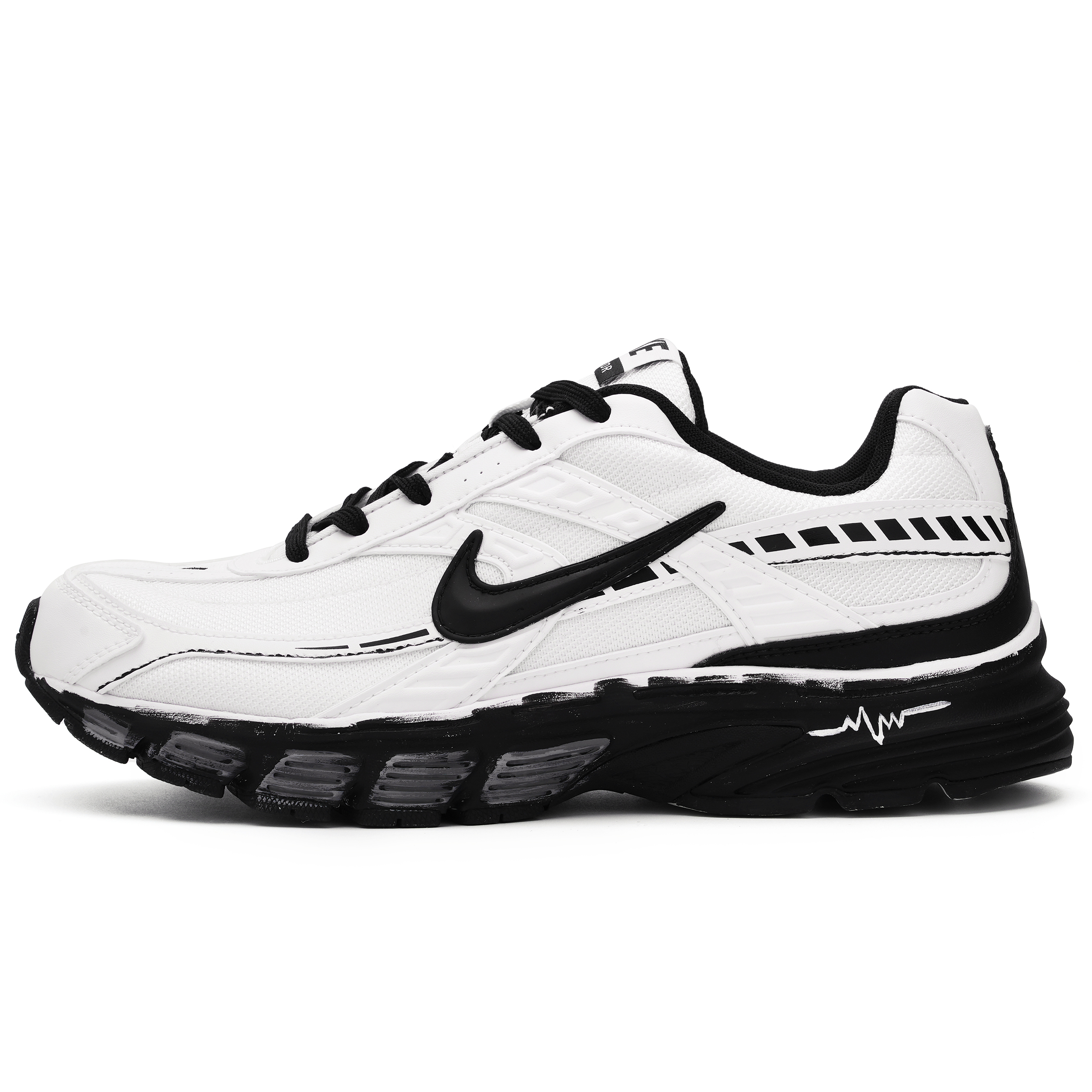 Nike Initiator Cushioning Low top Casual Sprint Running Shoes Men’s White Black
