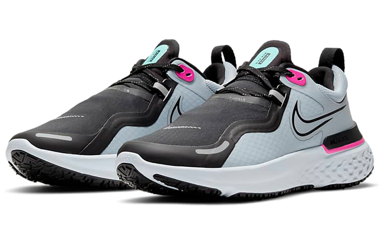 Женские кроссовки Nike React Miler 1 Shield (черно-серо-розовые) — фото 3