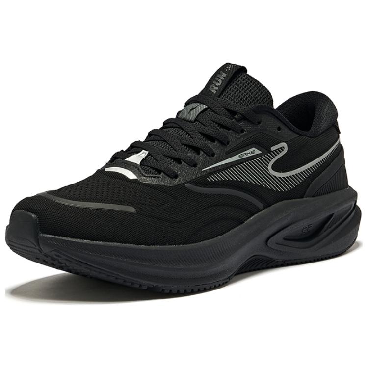 Erke Cushioning Slip Resistant Abrasion Resistant Lightweight Low top Running Shoes Men’s Jet Black